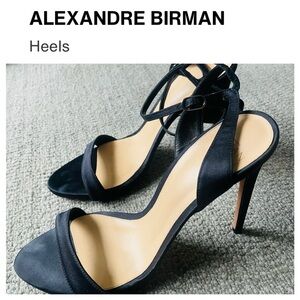 ALEXANDRE BIRMAN Black Satin Heels With Ankle Strap